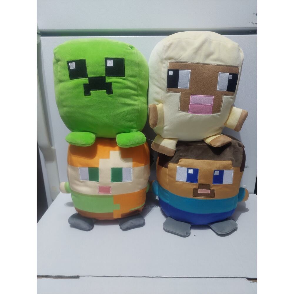 Minecraft Cuutopia Steve, Creeper, Alex & Sheep 10-Inch Plush Stuffed Lot Set
